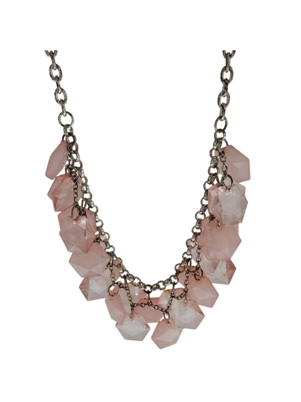 Boho Chic Statement Pink Acrylic Geometric Bib Necklace Fashion Jewelry Women